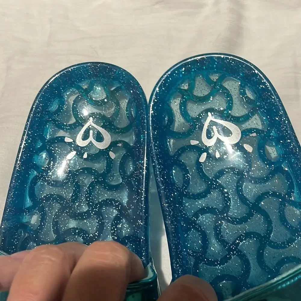 I’m really a mermaid teal turquoise slides jellies 12 euc beach pool vacation
